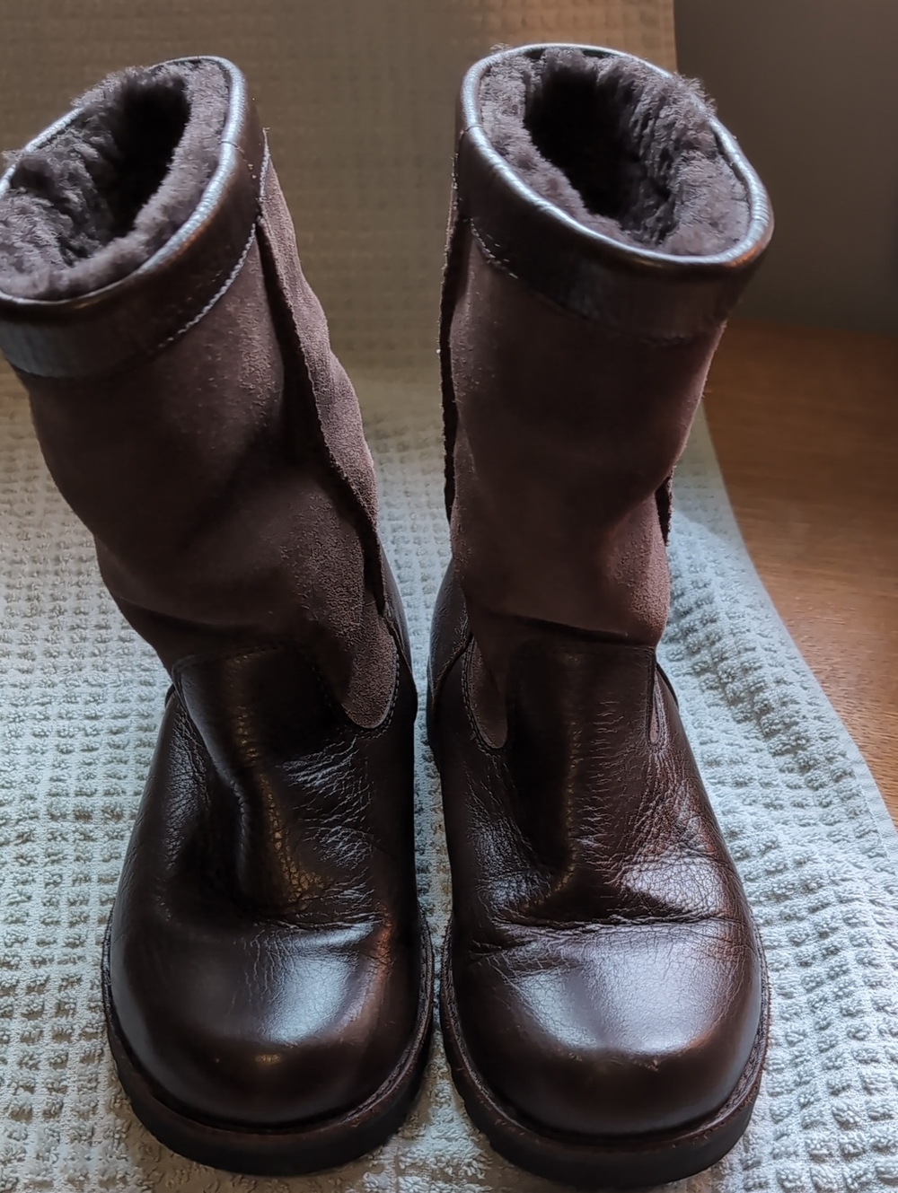 UGG Riverton Girl's Chocolate Brown Leather & Suede Mid-Calf Boots